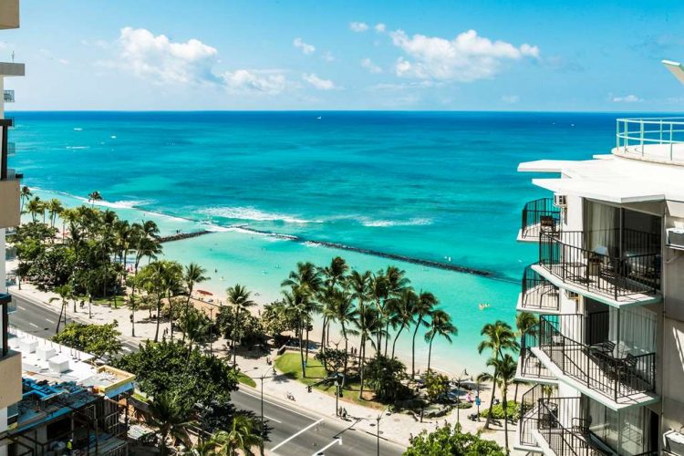 Aston Waikiki Beach Tower - 2 Bedroom Ocean View Lanai View