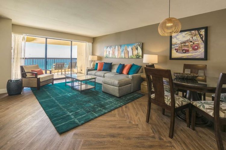 Aston Waikiki Beach Tower - 2-Bedroom Premium Oceanfront - Living Area